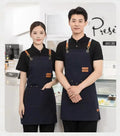 Custom Printed Logo Waterproof and Oil-Proof Canvas Server Half Short Aprons With Pockets