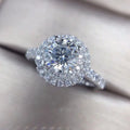 CAOSHI Luxurious Round Brilliant Cut Silver Plated Pave Setting Ring Full CZ Diamond Wedding Bands Promise Women Ring