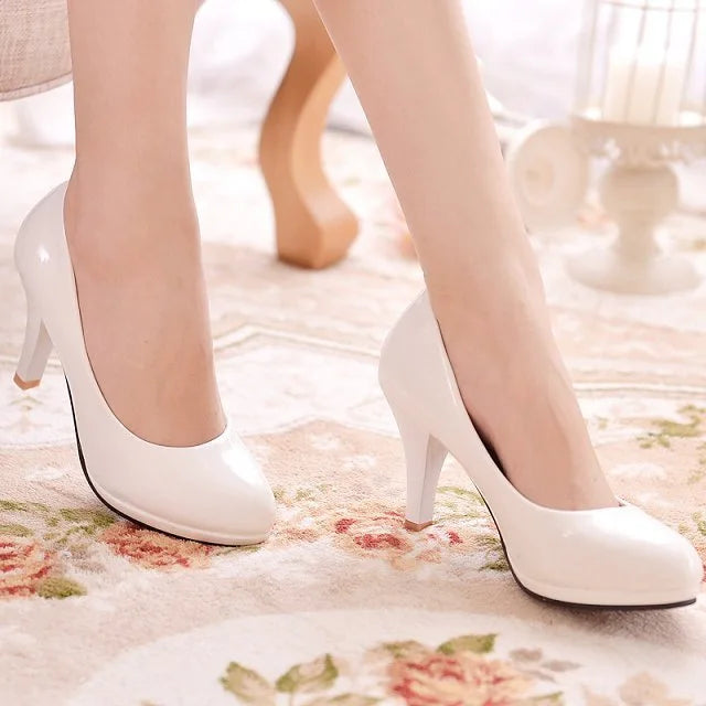 Stiletto High Heels PU Glossy Shoes Pumps-216