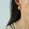 Hypoallergenic Fashion Stainless Steel Statement Texture Gold Plated Earrings Hollow Stripe Teardrop Stud Earrings for Women