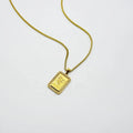 Wholesale Stainless Steel Rectangle Diamond Pendant with Gold Plate Box Chain Necklace Jewelry Accessory for Anniversary Wedding