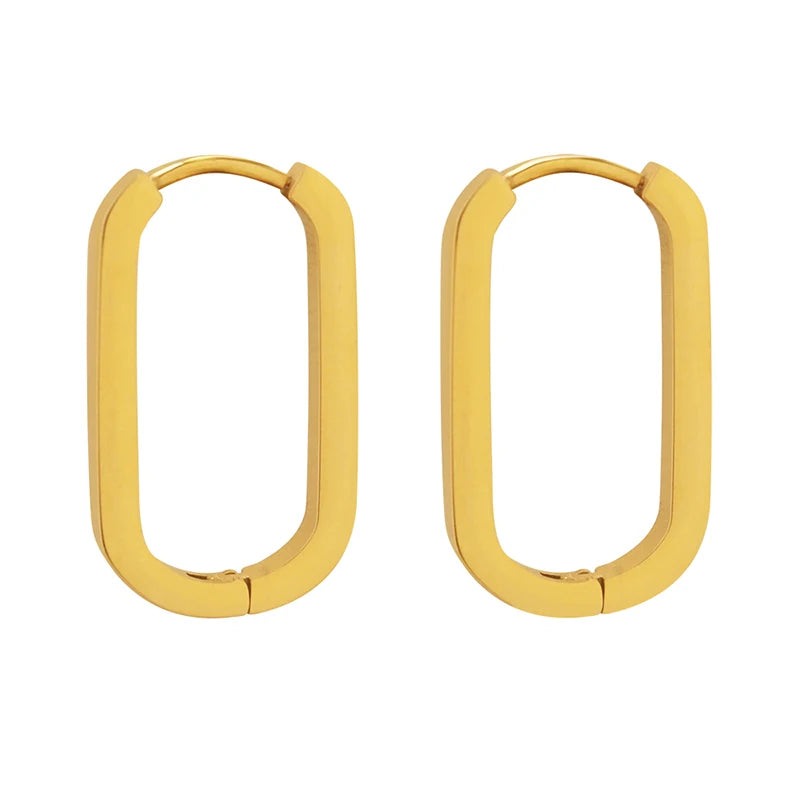Geometric Oval Rectangular Earrings Stainless Steel Earrings for Women