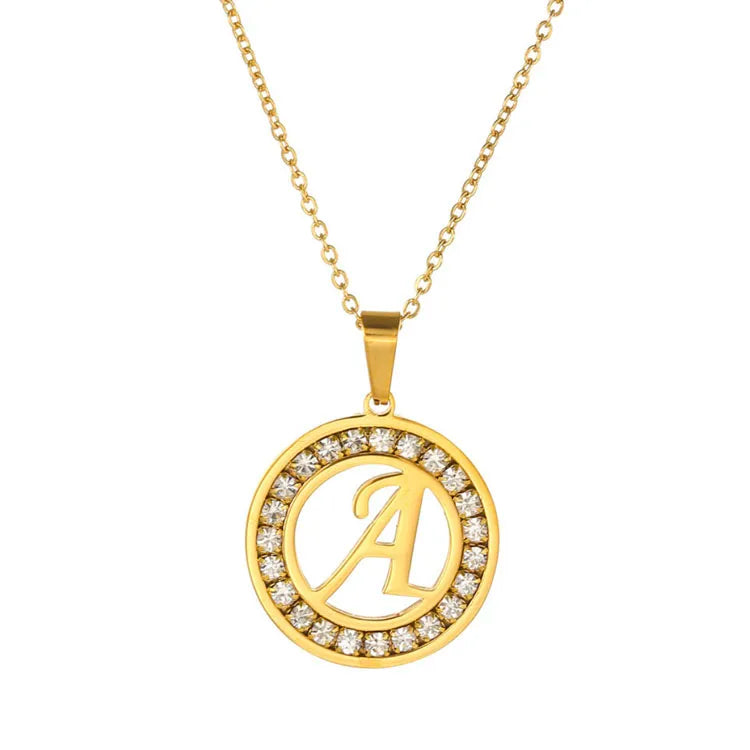 High Quality Initial 26 Letter Pendant Alphabet Necklaces for Women 18k Gold Plated Stainless Steel Jewelry