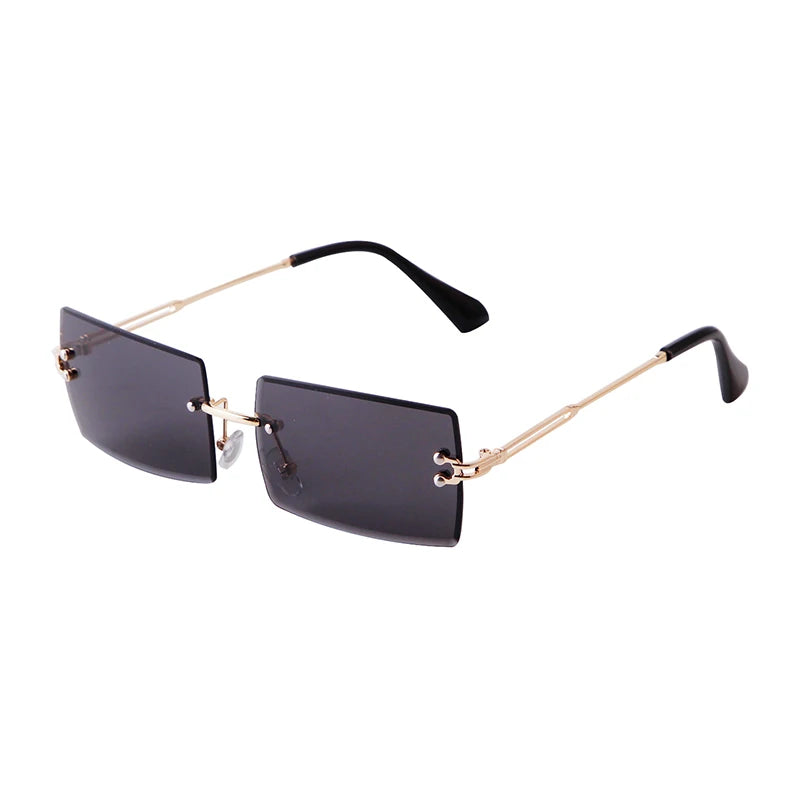 STY3468 Hot Sale Vintage Fashion Blue Lens Rimless Sunglasses Women Men Designer Retro Trendy Frameless Rectangle Sun Glasses UV