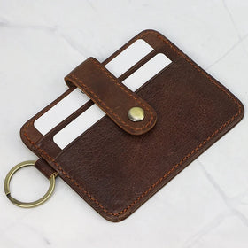 Wholesale Vintage Brown Portable Key Ring and Mens Luxury Genuine Leather Credit Card Holder