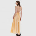 2024 Wholesale Summer Deep V Neck Boho Spaghetti Strap Long Dress Sexy Bow Tie Cross Halter Linen Maxi Casual Dresses for  Women