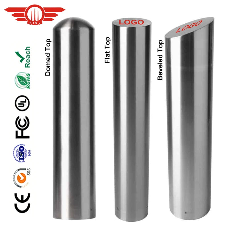 RICJ Bollard Cover Customized Outdoor Traffic Fixed Barrier Post Stainless Steel Bollard Sleeve