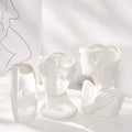 Modern White Handmade Ceramic Tabletop Vase Contemporary Home Decor Chinese Style Sculpture Face Indoor Circle Wedding
