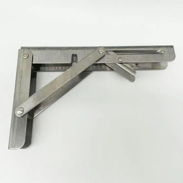 Heavy-Duty Stainless Steel Collapsible Shelf Bracket Space-Saving Metal Bracket for Bench or Table