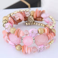 Muti-Color Vintage Bohemian Natural Stone Bracelet Turquoise Agate Beaded Multi-layered Wrap Ethnic Style Bracelet