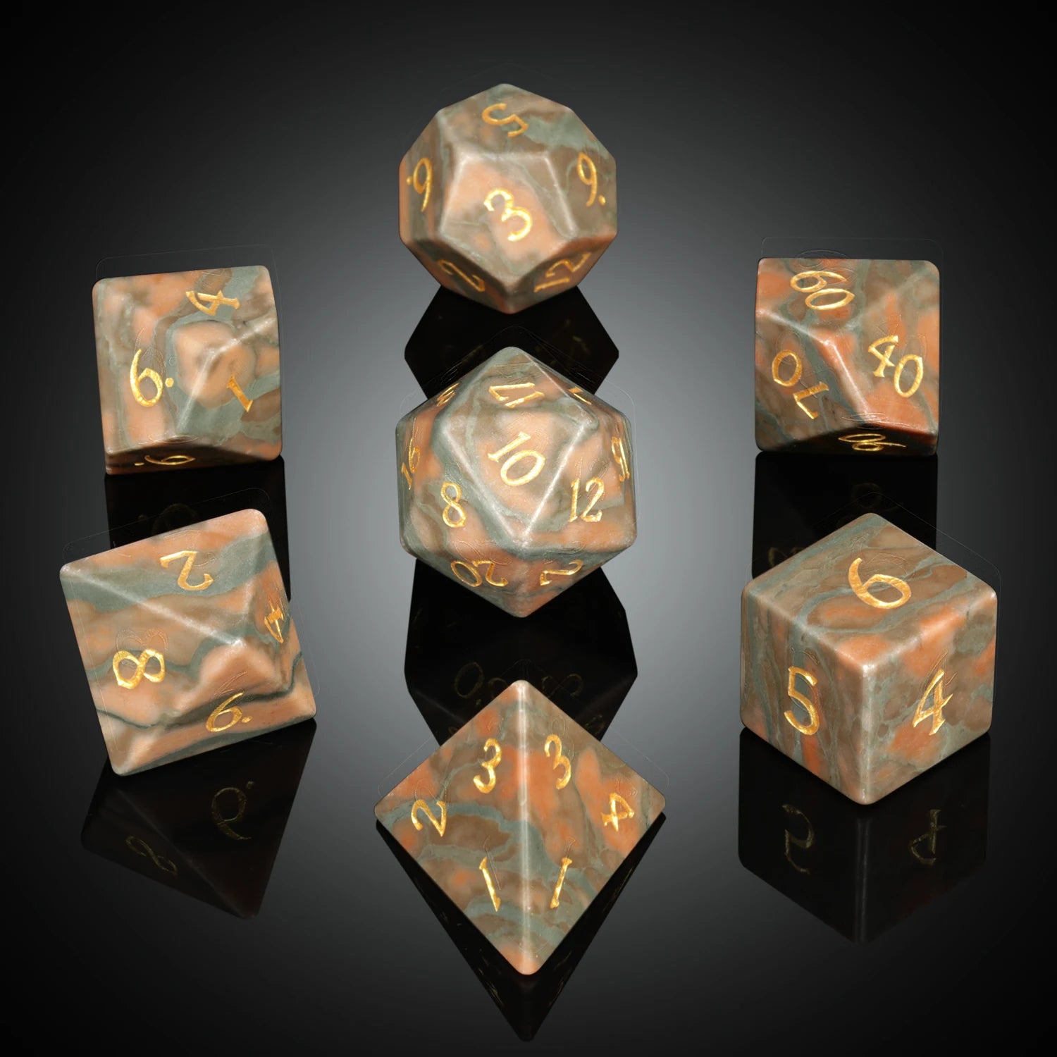 Wholesale Custom Handmade Natural Stone Polyhedral 16mm D20 D&D Dice Sets