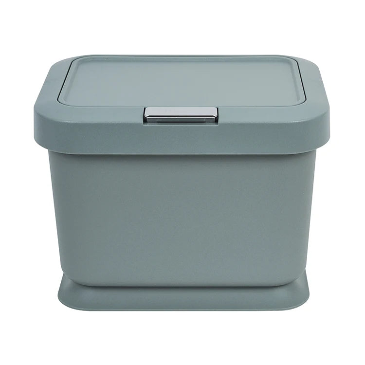 HANGSHAU Manufacturer Green Types 5L Push Button Lid Plastic Dustbin Garbage Trash Sanitary Kitchen Compost Bin