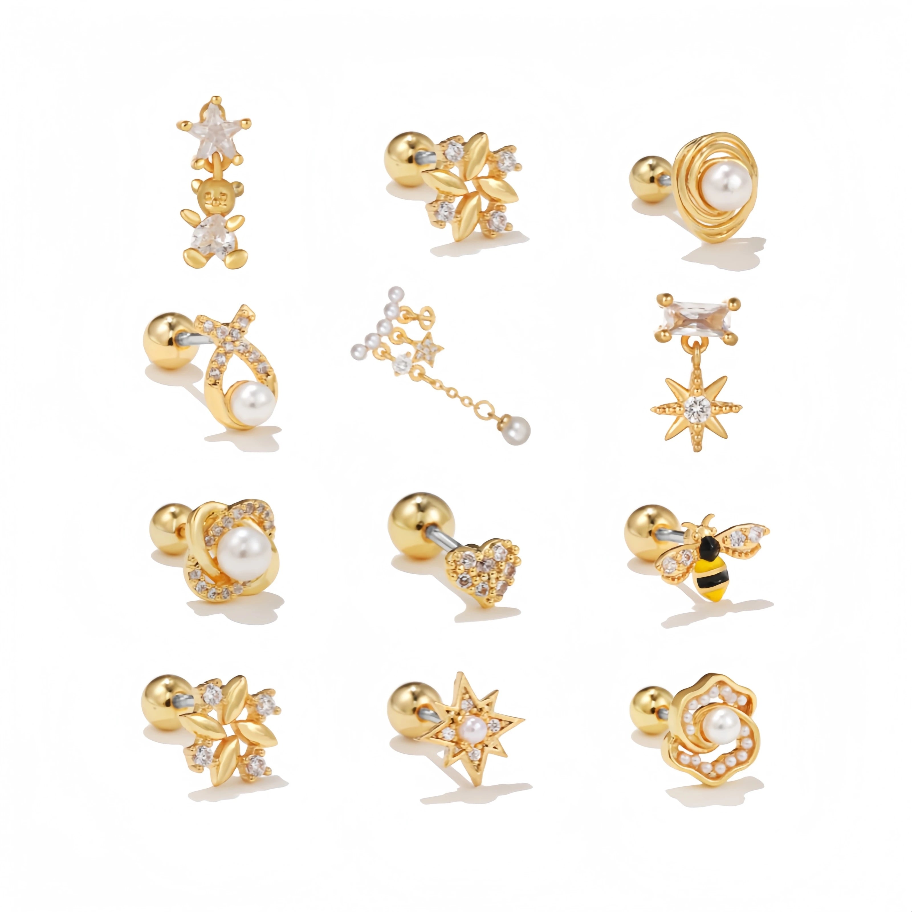 ZUOLA Fine Piercing Jewelry Titanium Lip Stud Labret Piercing Gold Silver Plated 18K Inlay Zircon Stud Earrings Daily Wear