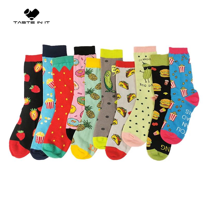 Newest Cute Animal Fruit Food Funny Patterned Socks Custom Funny Cotton Socks Unisex Colorful Crew Socks