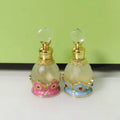 15ml Pink Blue Arabic Dubai Style Metal Perfume Bottle Essential Oil Attar Refillable Bottle with Plum Blossom Flower Design