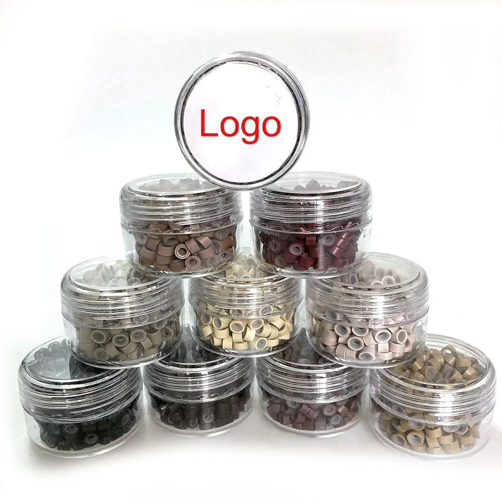 200 Count 5.0*3.0*3.0mm Micro Rings Links Beads Silicone Lined Micro Beads for Hair Extensions Hair Extension Tools