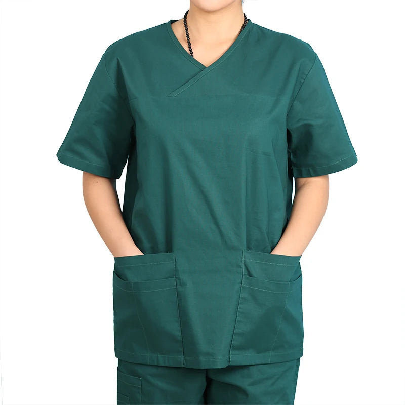 Light Weight Comfortable Breathable Moisture Wicking Short Sleeves Polyester Cotton Blend Hospital Uniform Nursing Scrubs