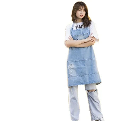 Hot Sell Fashion Cotton Denim Apron Fashion Korean Adult Baked Overalls