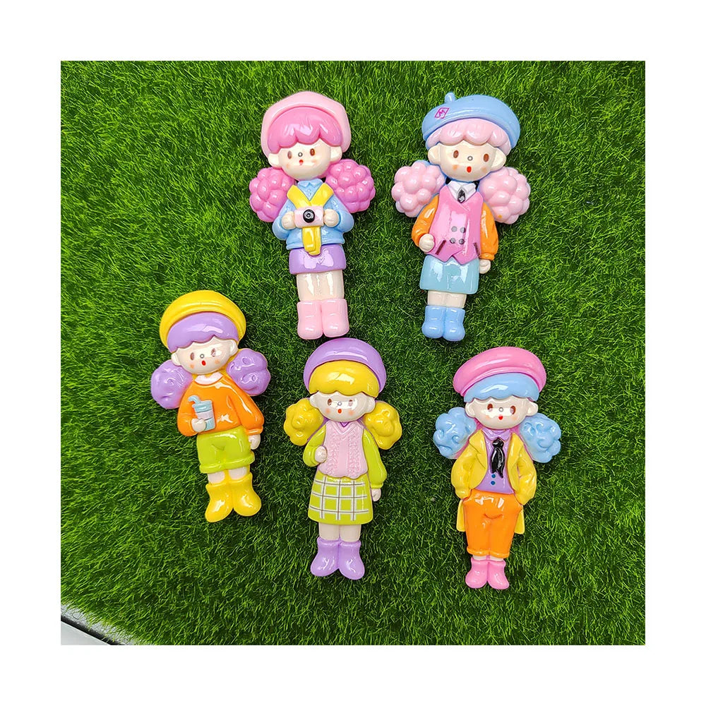 100PCS Resin Cartoon Popcorn Princess Girl Flatback Figurine Scrapbook DIY Phone Case Decor Crafts Accessories