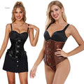 Women's  Brown Black Steampunk Underbust Strapless Front Buckle Steel Boned Renaissance Corset Waist Trainer