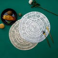 Ychon Tabletex Vinyl Pressed Waterproof Placemat Table Pad Anti-slip Round Hollow Placemat Oil-proof Washable Table Mat