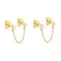 New Hot Dainty 5A  Zirconia Chain Tassel 925 Sterling Silver Stud Earring