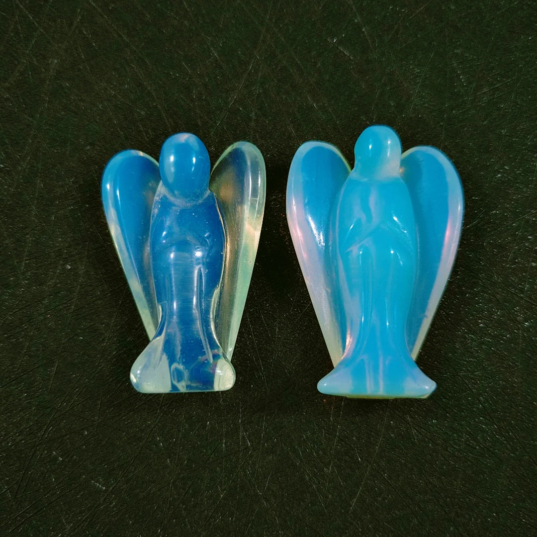 Huiying Cheap Price Hand Made Natural Paperweight Crystal Angels 2 Inch Opalite Angel for Decoration Crafts