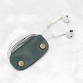 Personalized Gift Data Cable With Storage Leather Clip Headphone Cable Organizer for Portable Travel Storage