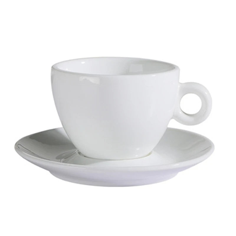 Home Cafe 80cc Italy Ceramic ESPRESSO SHOT Mug Saucer Set Customizable Logo Black Coffee Cup Home Coffee Shop Circle Handle Drop