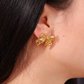 INS Sweety Jewelry 18K Gold Plated Bowknot Earring Fashion Bow Stud Earrings for Girls Waterproof Tarnish Free Hypoallergenic