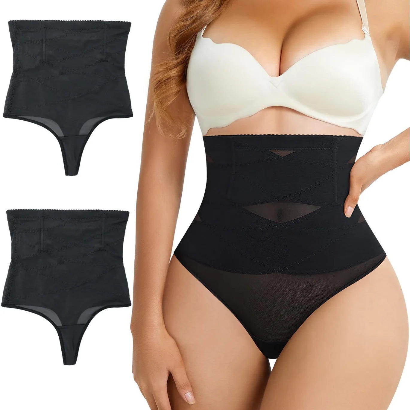 Stomach Slimmer High Waisted Tummy Control Briefs Thong Pants Plus Steel Bone Shaping Slimming Body Shaper Panties Lingerie