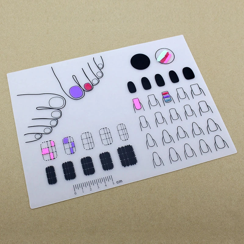 Custom Silicone Nail Art Mat Palette Nail Practice Table Mat Stickers Beginner Training UV Gel Polish Printed Pads