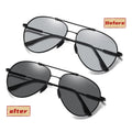 For Men High End Market Photochromic Polarized Lens Anti Blue Light Glasses Filter Oval Titanium Memory Sun Shades Sunglasses