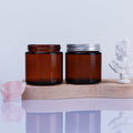 4oz 100 ml Wholesale Cosmetics Amber Glass Face Eye Cream Jar and Bottles with Silver Rotary Lid