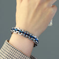 Wholesale DIY Men's Stainless Steel Bracelet with Gold Plated Twill Watch Buckle and Lobster Clasp for Gift