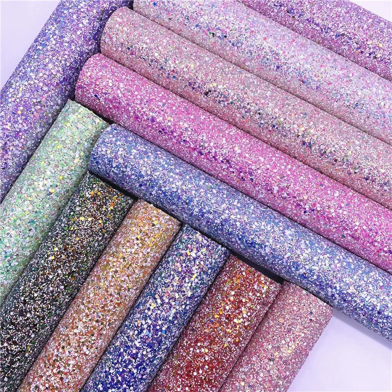 Eco-Friendly Anti-Mildew Chunky Glitter Fabric for Shoes Furniture Gloves Upholstery Home Decor-Soft Comfortable Knitted Backing