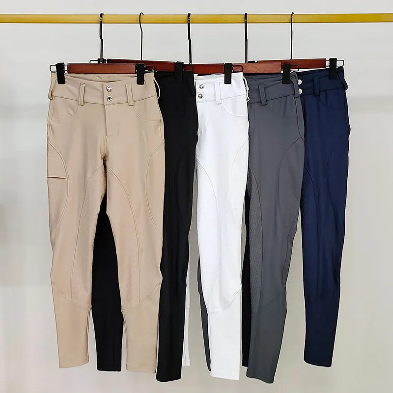 Recycled 5 Colors Riding Zipper Leggings Women Silicone Anti-pilling Breeches Equestrian Ladies Horseback Clothing MegaBDM