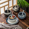 Japanese Retro Ceramic Stew Pot with Lid Restaurant Tableware Water-resistant Inner Pot Stew Soup Bowl Dessert Bowl for Home Use