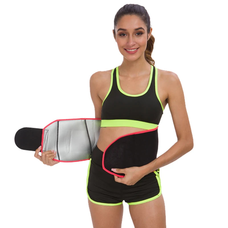 Customer Logo OEM Silver Film Body Slimming Weight Loss Sweat Waist Trainer Neoprene High Waist Belt Corset Sports Tummy Control