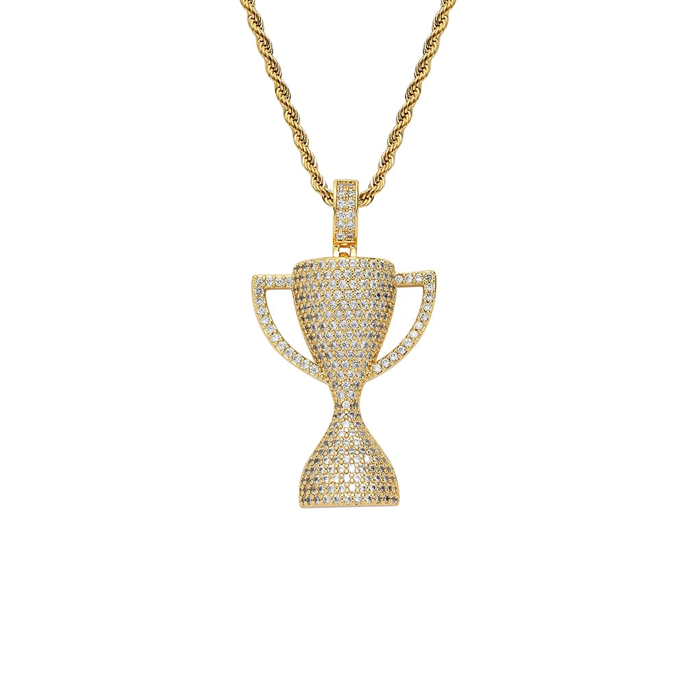 CN344  Hip HOp Brass Prong Setting CZ Pendants Necklace Bling Bling Jewelry