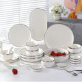 Electroplated Silver Edge White Ceramic Tableware Light Luxury Plate Bowl Ins Style Household Wedding Porcelain Bowl Set
