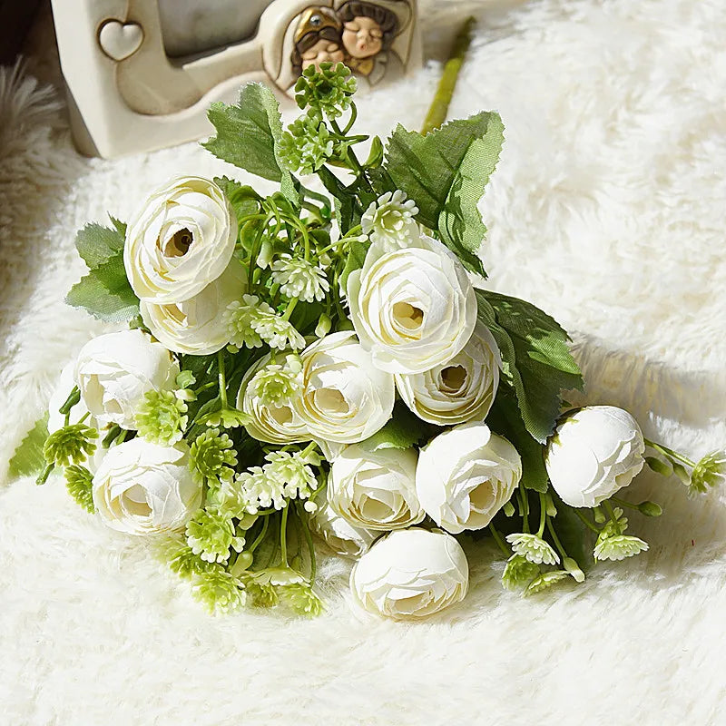 Hot Sale Mini Rose Flower Buds Bush 5 Forks Artificial Rose Bouquet with Cheap Price