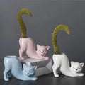 Creative Cartoon Animal Cute Cat Tail Glazed Ceramic Planter Abrasion Durable Drainage Hole Home Garden Office Cactus Gifts