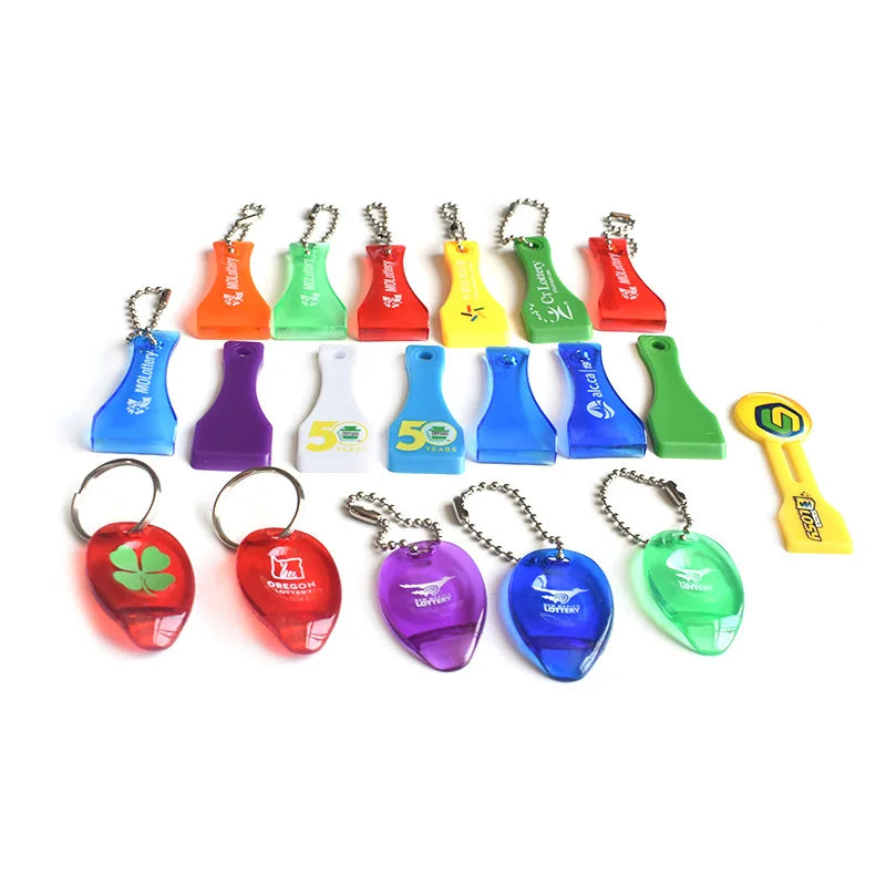 Custom Logo Wholesale Plastic Lottery Ticket Scratcher Tool Keychain