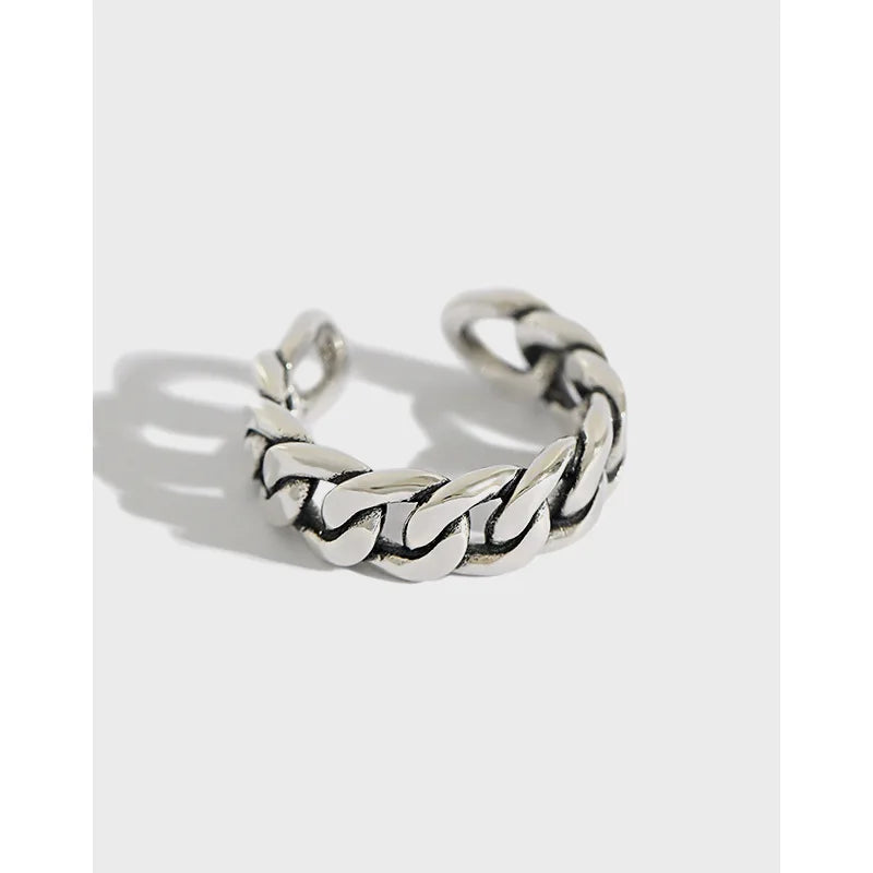 Vintage Silver Jewelry S925 Sterling Silver Chains Style Rings for Women AR1016