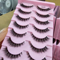 New Festind 10 Pairs 3D Mink Invisible Band Natural Long Handmade 0.05mm Thick False Eyelashes Cross Fairy Faux Big Eye