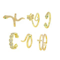 Wholesale Beach Foot Jewelry Set 18K Gold Plated Cubic Zirconia Open Tail Adjustable Toe Butterfly Cross Snake Rings for Women