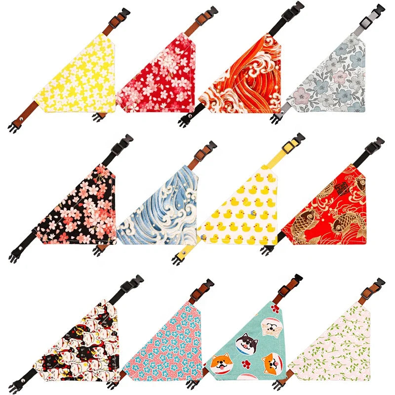 New Adjustable Dog Bibs for Small Dogs Collars Tie Necktie Cat Scarf Puppy Bandanas for Cat Triangular Bow Ties Pet Grooming