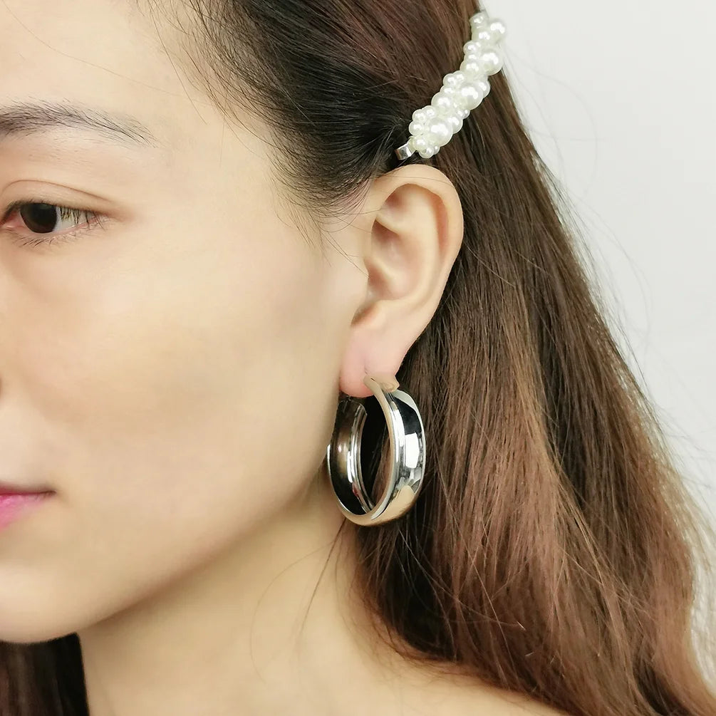 New Trendy Gold Plated Size 3cm 4cm 5cm 6cm Hoop Earrings for Women Statement Wholesale Big Round Earrings Hoops Jewelry