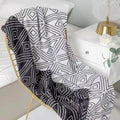 Geometric Modern 100% Acrylic Tassels Textured Knitting Blanket Throw Knitted Blanket for Bed Sofa